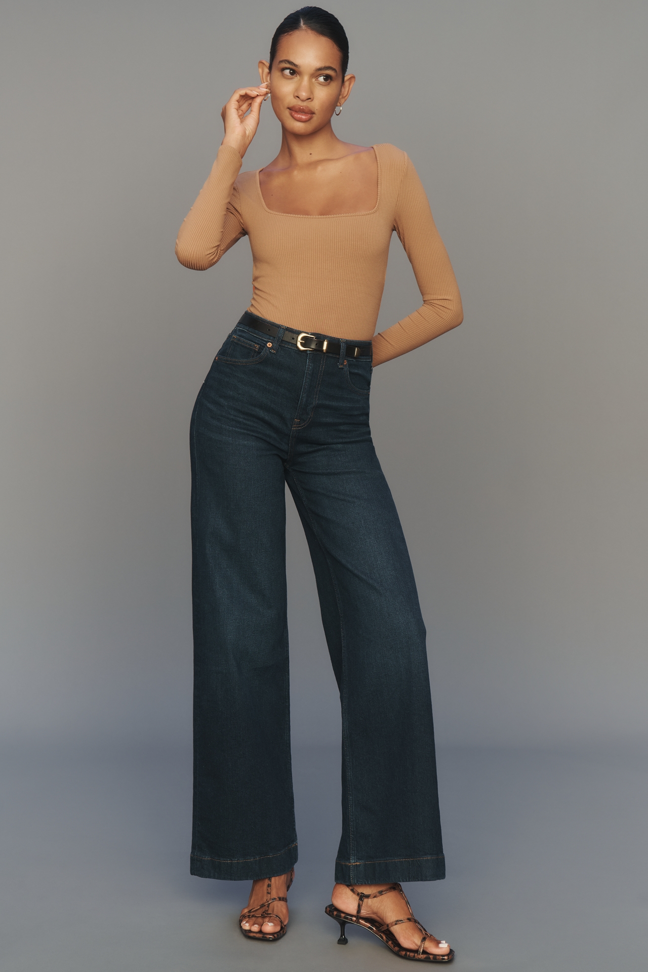 LSPACE Amore Long-Sleeve Square-Neck Bodysuit