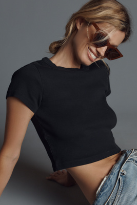 L*space Julia Crop Baby Tee In Black