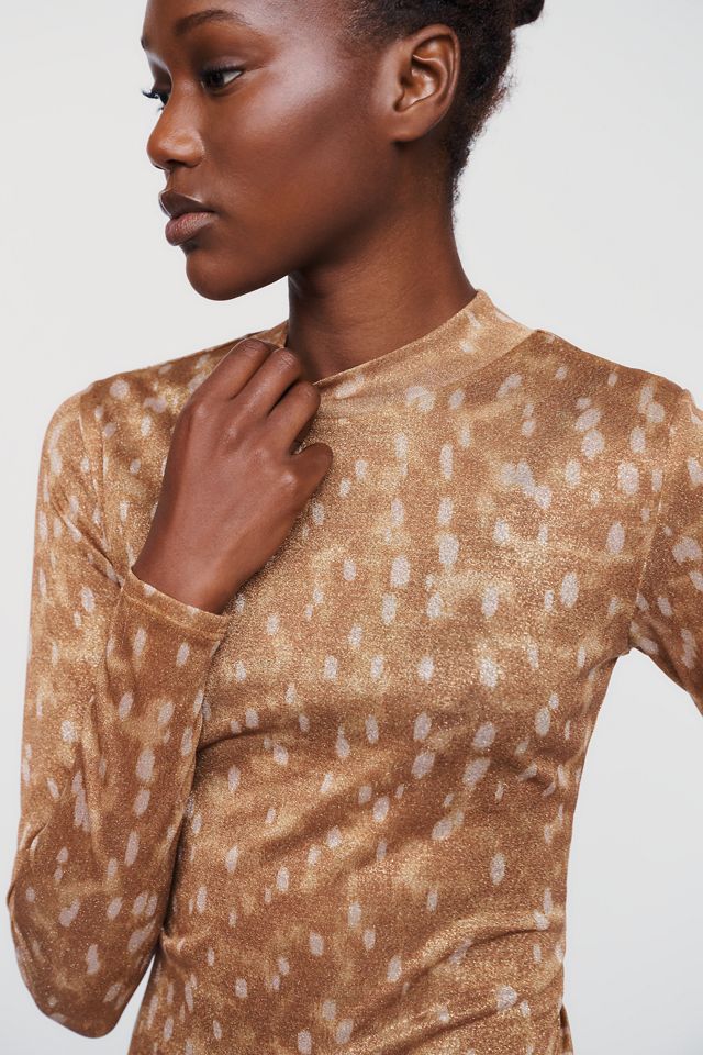 LSPACE Shimmer Long-Sleeve Mock-Neck Top #1