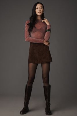 LSPACE Shimmer Long-Sleeve Mock-Neck Top