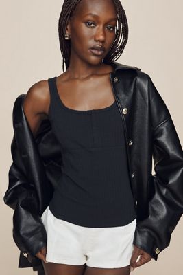 The Andie Ribbed Spotlight Henley Long-Sleeve Top by Pilcro