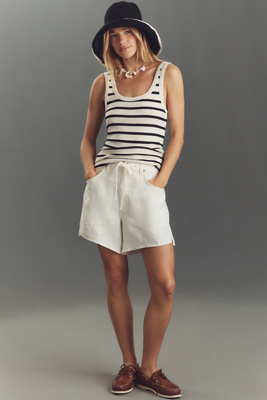 Citizen Of Humanity Citizens Of Humanity Faye Stripe Crop Organic Cotton Blend Tank In White