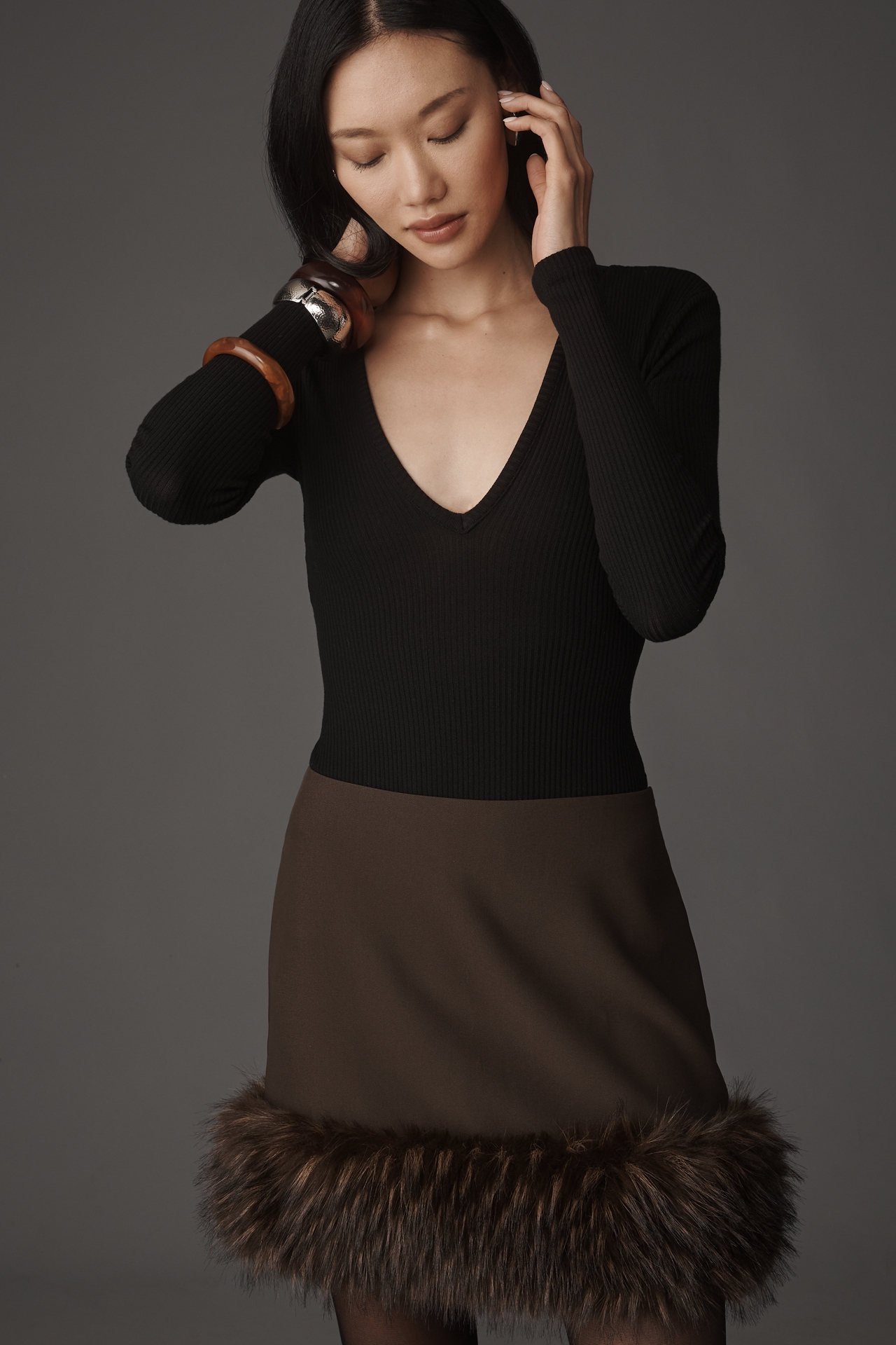 AGOLDE Darla Long-Sleeve V-Neck Bodysuit