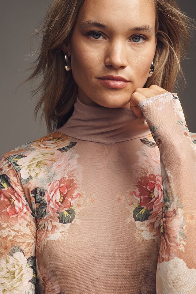 AFRM Zadie Plus Long-Sleeve Turtleneck Mesh Top #1