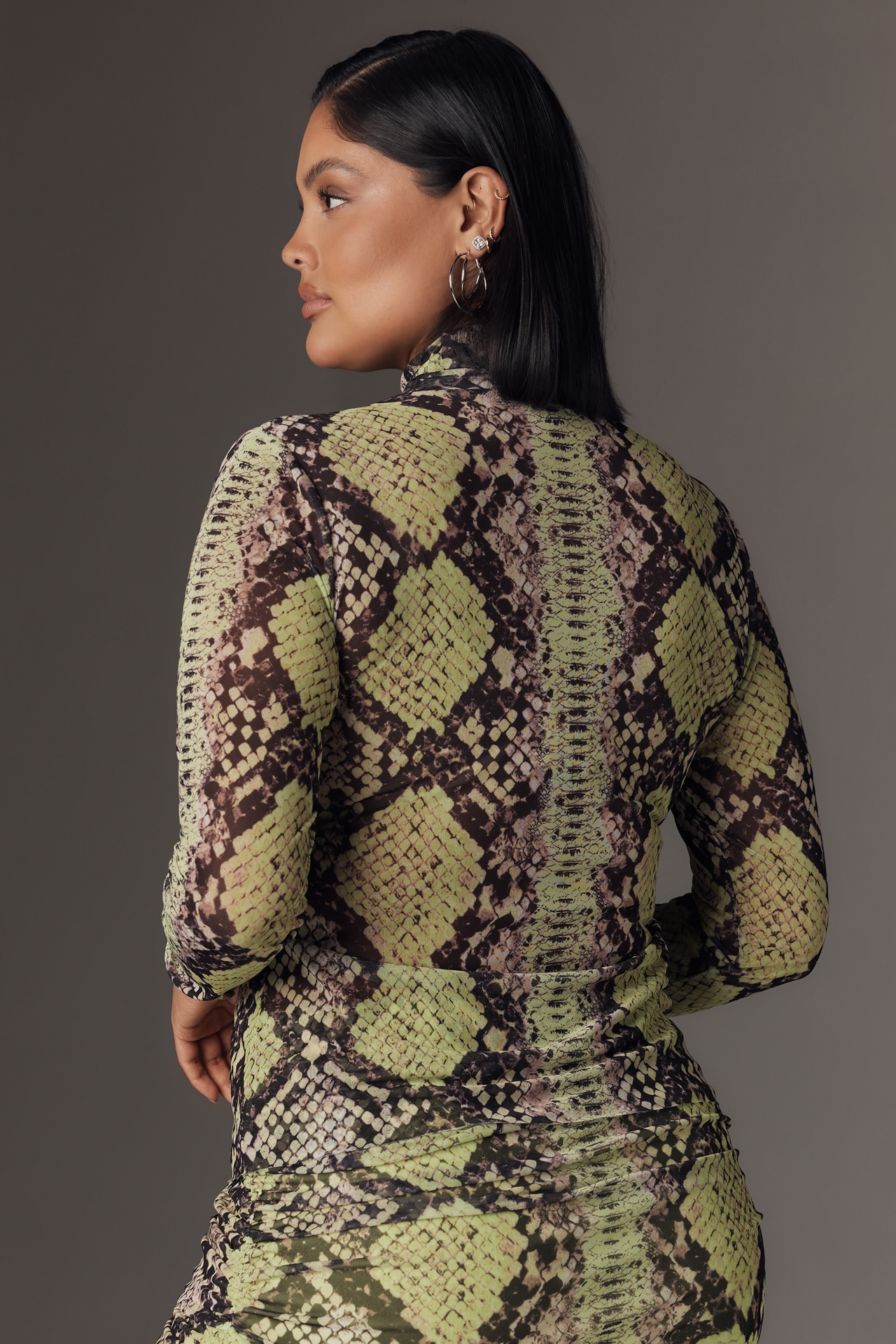 AFRM Zadie Plus Long-Sleeve Turtleneck Mesh Top
