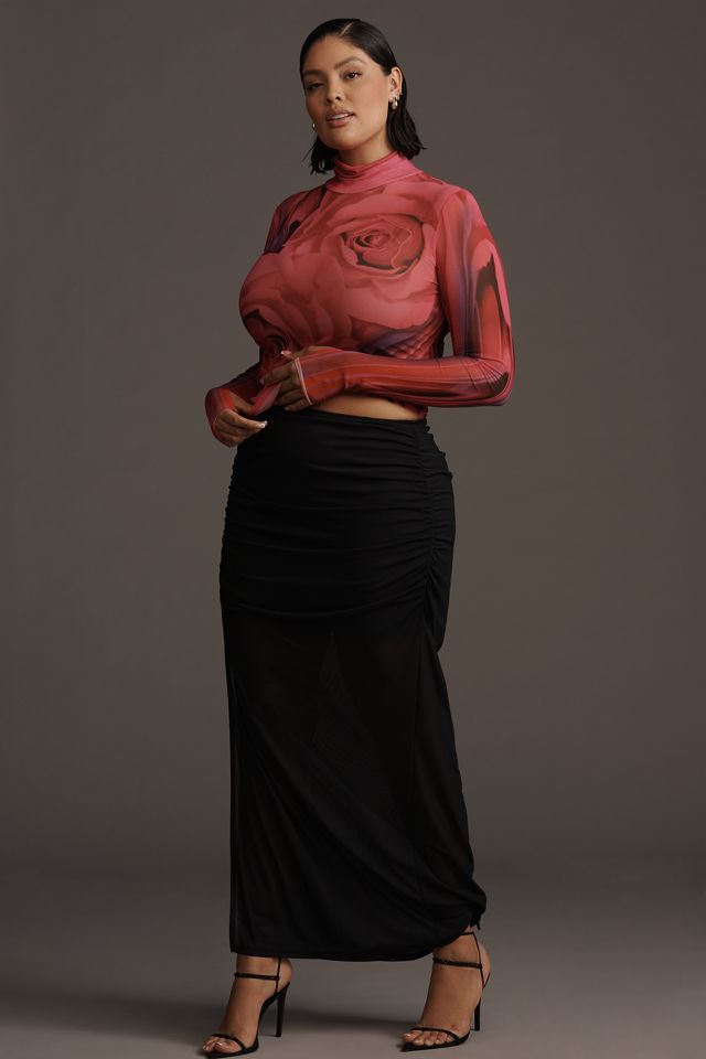 AFRM Zadie Plus Long-Sleeve Turtleneck Mesh Top #1