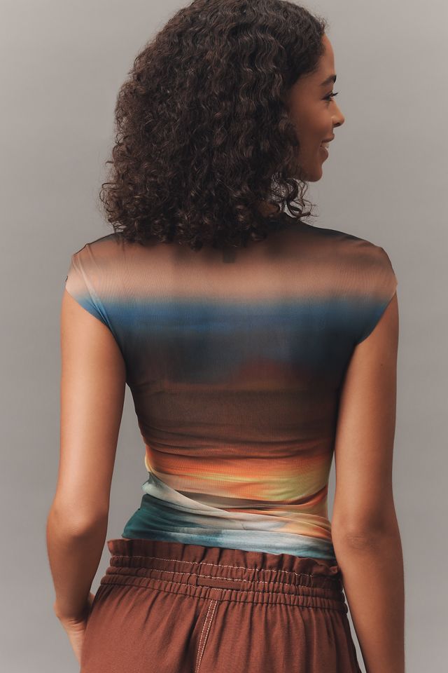 AFRM Nina Power Mesh Short-Sleeve Fitted T-Shirt #1