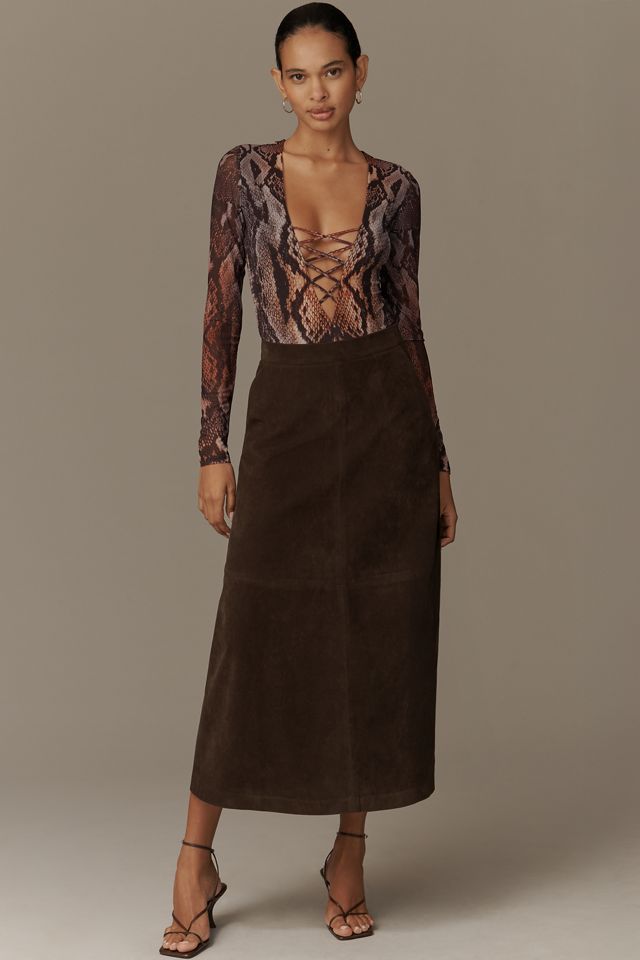 AFRM Lace-Up Mesh Long-Sleeve Bodysuit #3