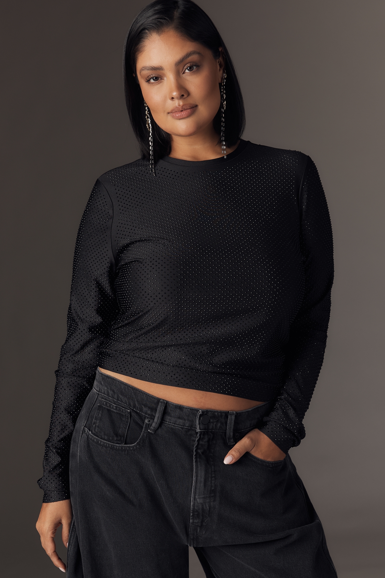 AFRM Kaylee Plus Studded Long-Sleeve Top