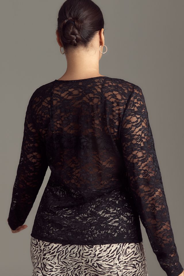 By Anthropologie Long-Sleeve Lace Crew-Neck Top #5