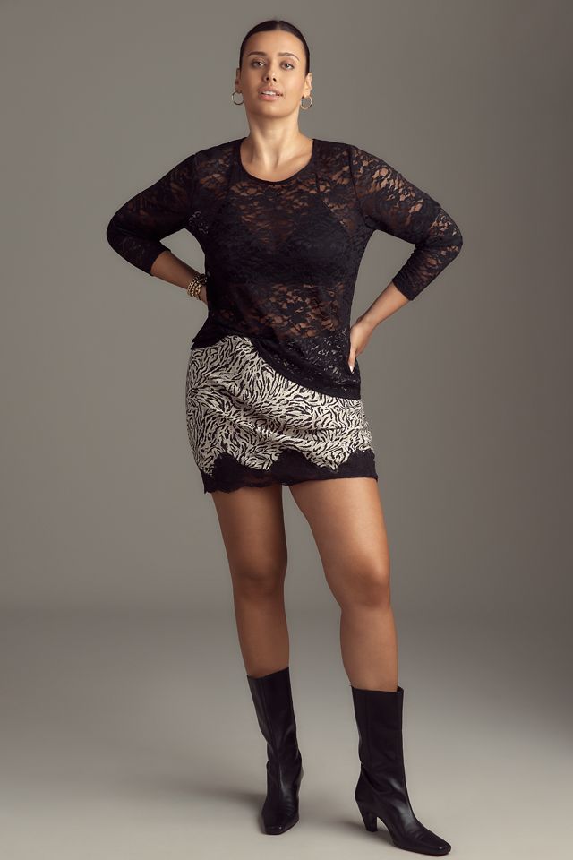 By Anthropologie Long-Sleeve Lace Crew-Neck Top #6