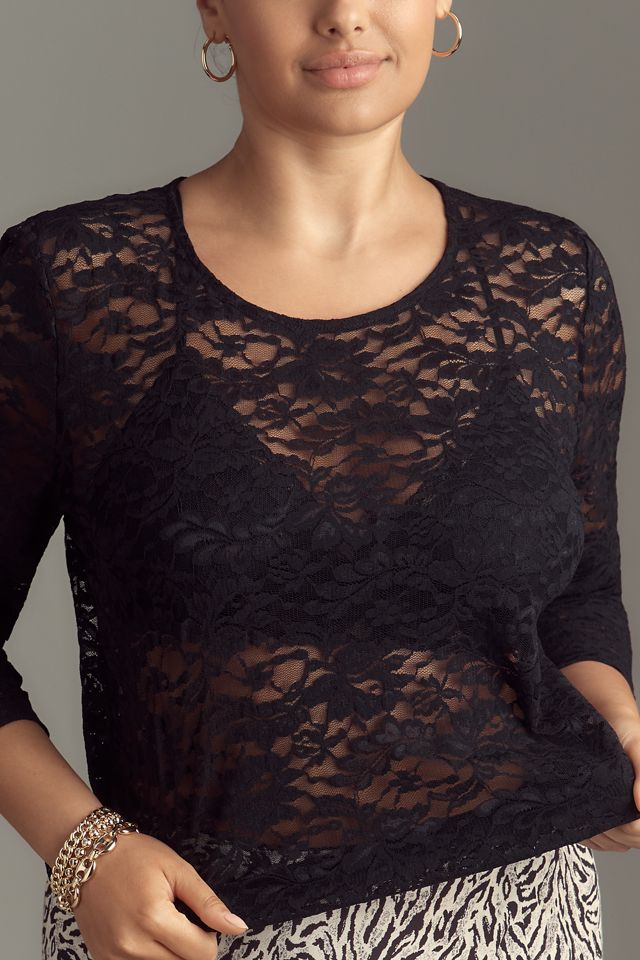 By Anthropologie Long-Sleeve Lace Crew-Neck Top #7