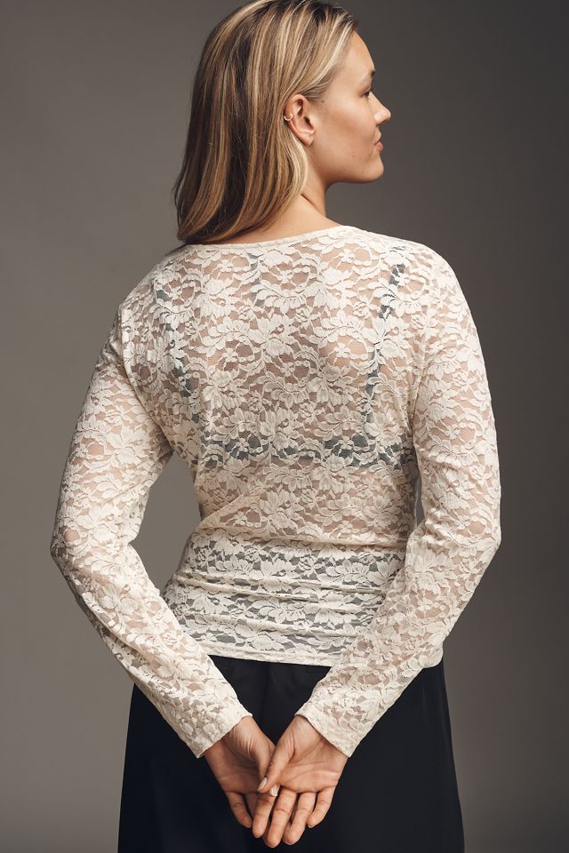 Haut en dentelle à manches longues By Anthropologie #5