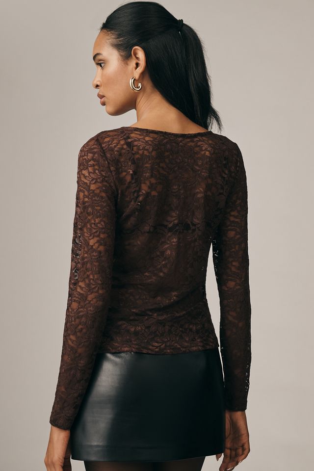 Haut en dentelle à manches longues By Anthropologie #1