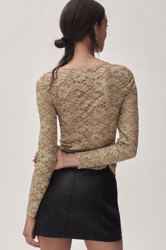 By Anthropologie Long-Sleeve Lace Crew-Neck Top #2