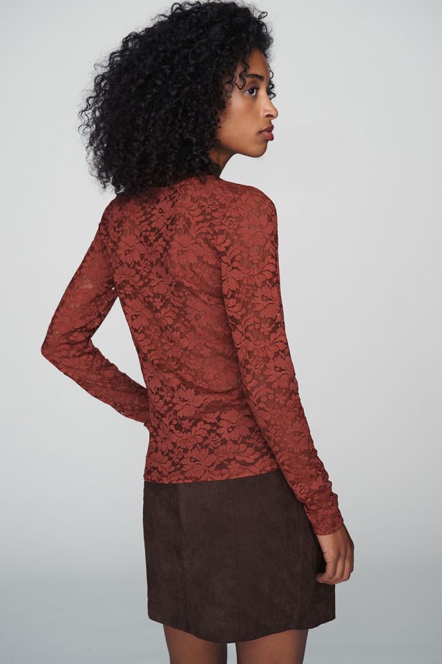 By Anthropologie Long-Sleeve Lace Crew-Neck Top #1