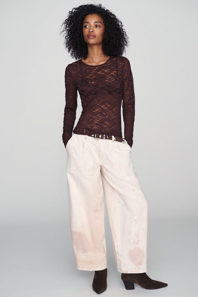 By Anthropologie Long-Sleeve Lace Crew-Neck Top #1