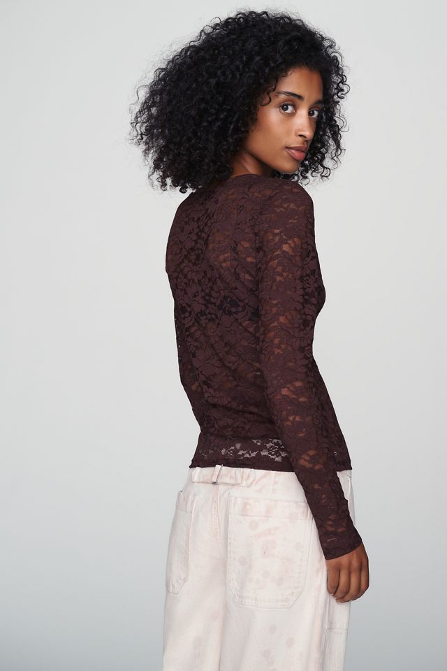 By Anthropologie Long-Sleeve Lace Crew-Neck Top #2