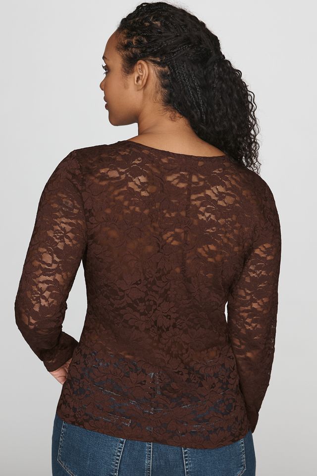 By Anthropologie Long-Sleeve Lace Crew-Neck Top #5