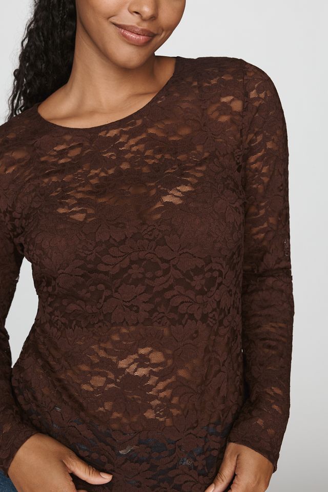 By Anthropologie Long-Sleeve Lace Crew-Neck Top #7