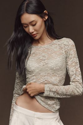 Theory Floral Lace Pullover Top | Anthropologie