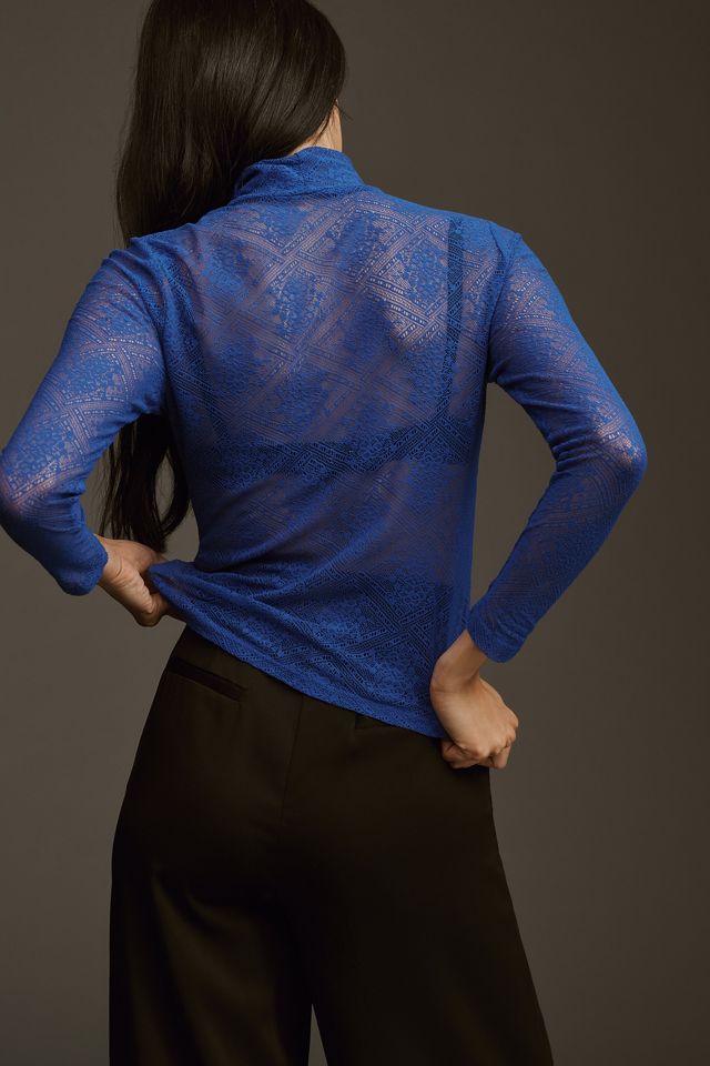 By Anthropologie Sheer Lace Turtleneck #1