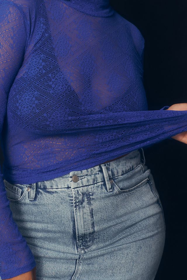 By Anthropologie Sheer Lace Turtleneck #6
