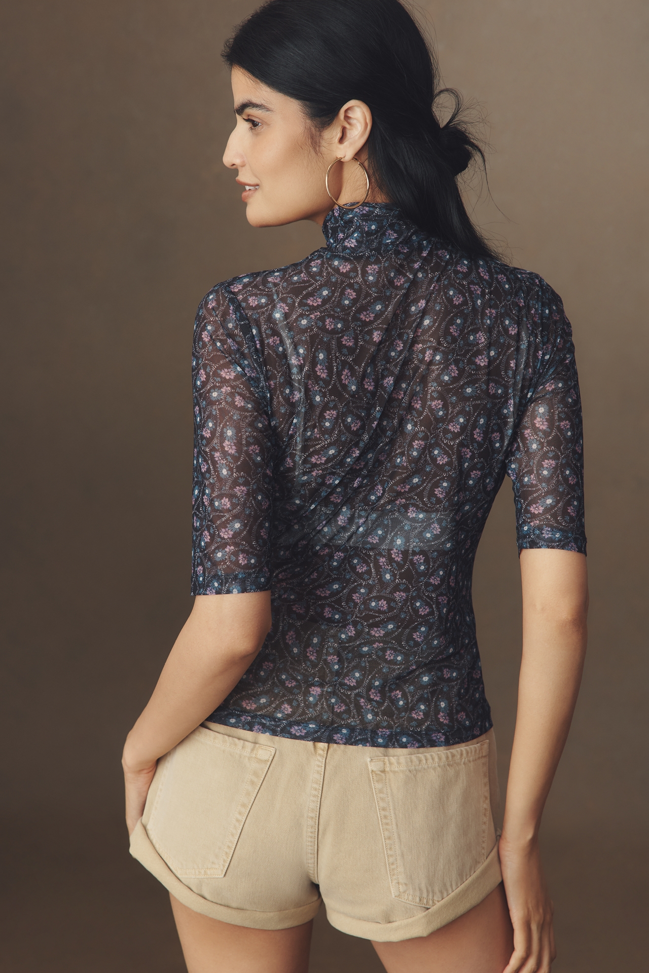 By Anthropologie Half-Sleeve Mesh Top