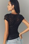 By Anthropologie Short-Sleeve Crew-Neck Lace Top