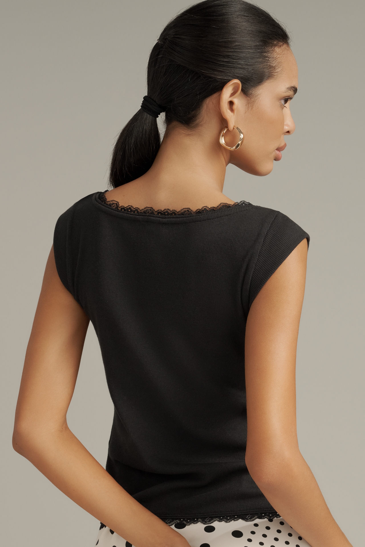 Maeve Lace-Trim Cap-Sleeve Shirt
