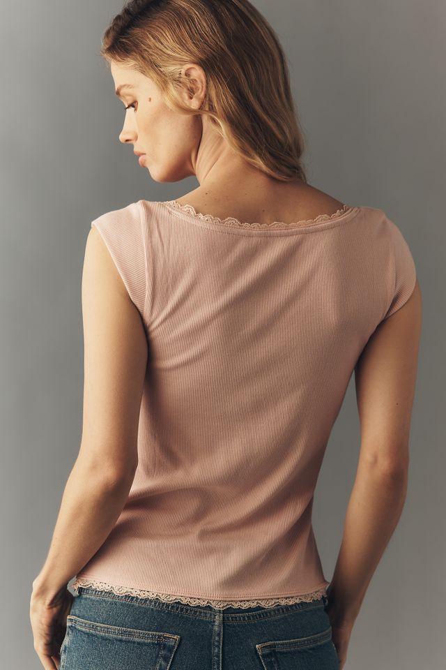 Maeve Lace-Trim Cap-Sleeve Shirt #2