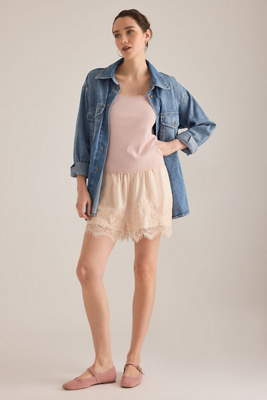 Lace-Trim Cap-Sleeve Shirt Top