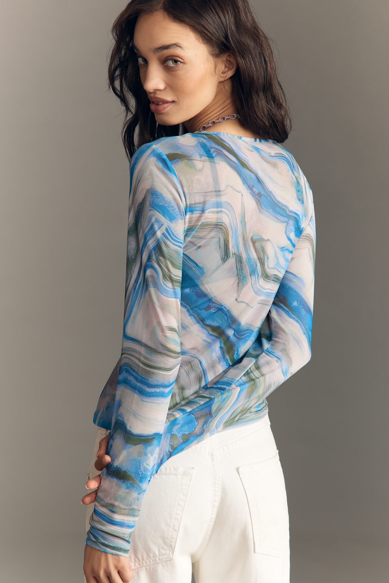 By Anthropologie Long-Sleeve Mesh Top