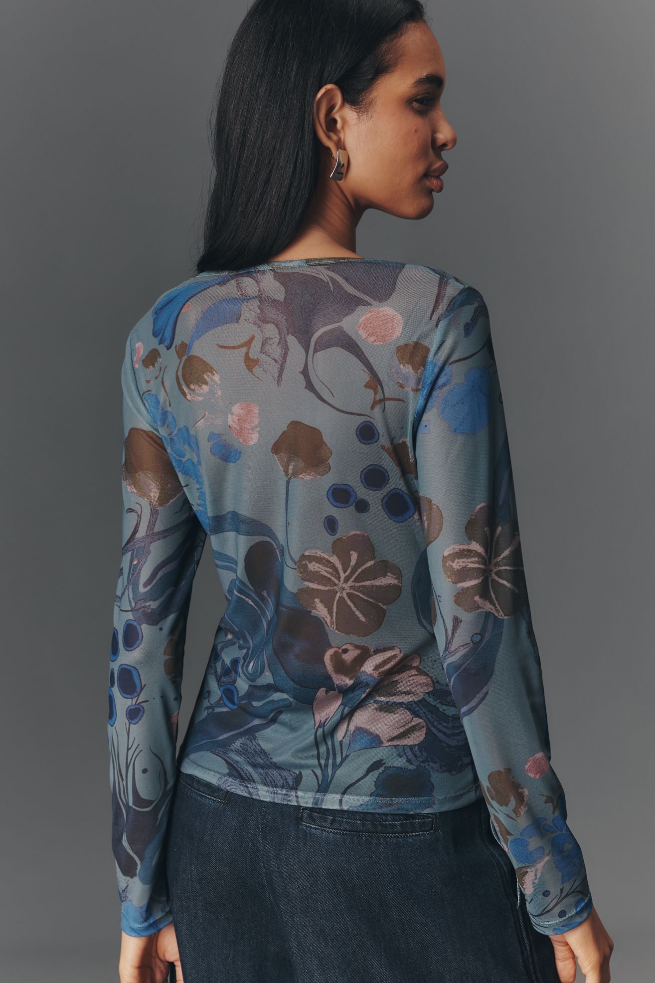 By Anthropologie Long-Sleeve Mesh Top