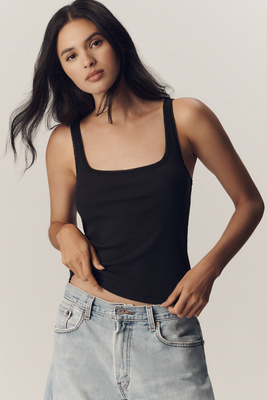 Pilcro Mesh-trim Tank Top In Black