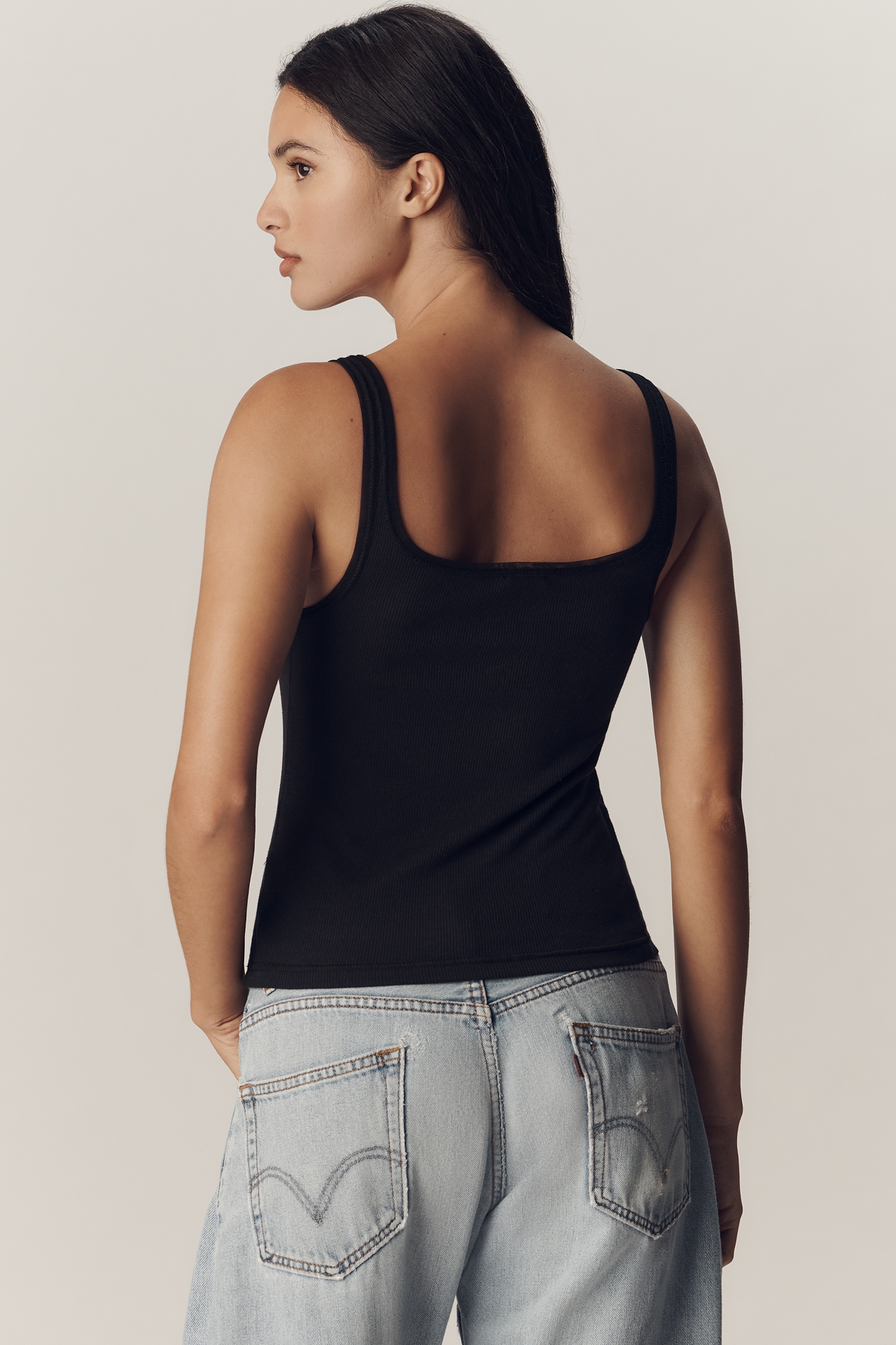 Pilcro Mesh-Trim Tank Top