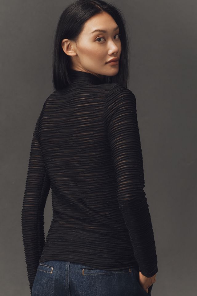 Pilcro Metallic Textured Turtleneck Top #1
