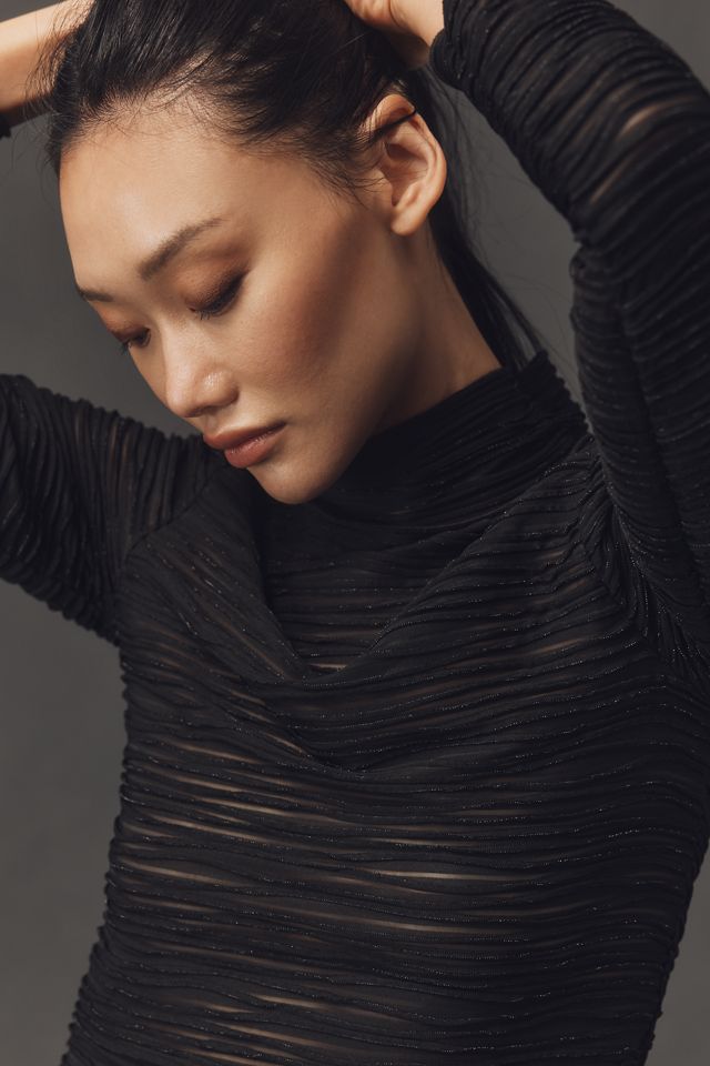 Pilcro Metallic Textured Turtleneck Top #3