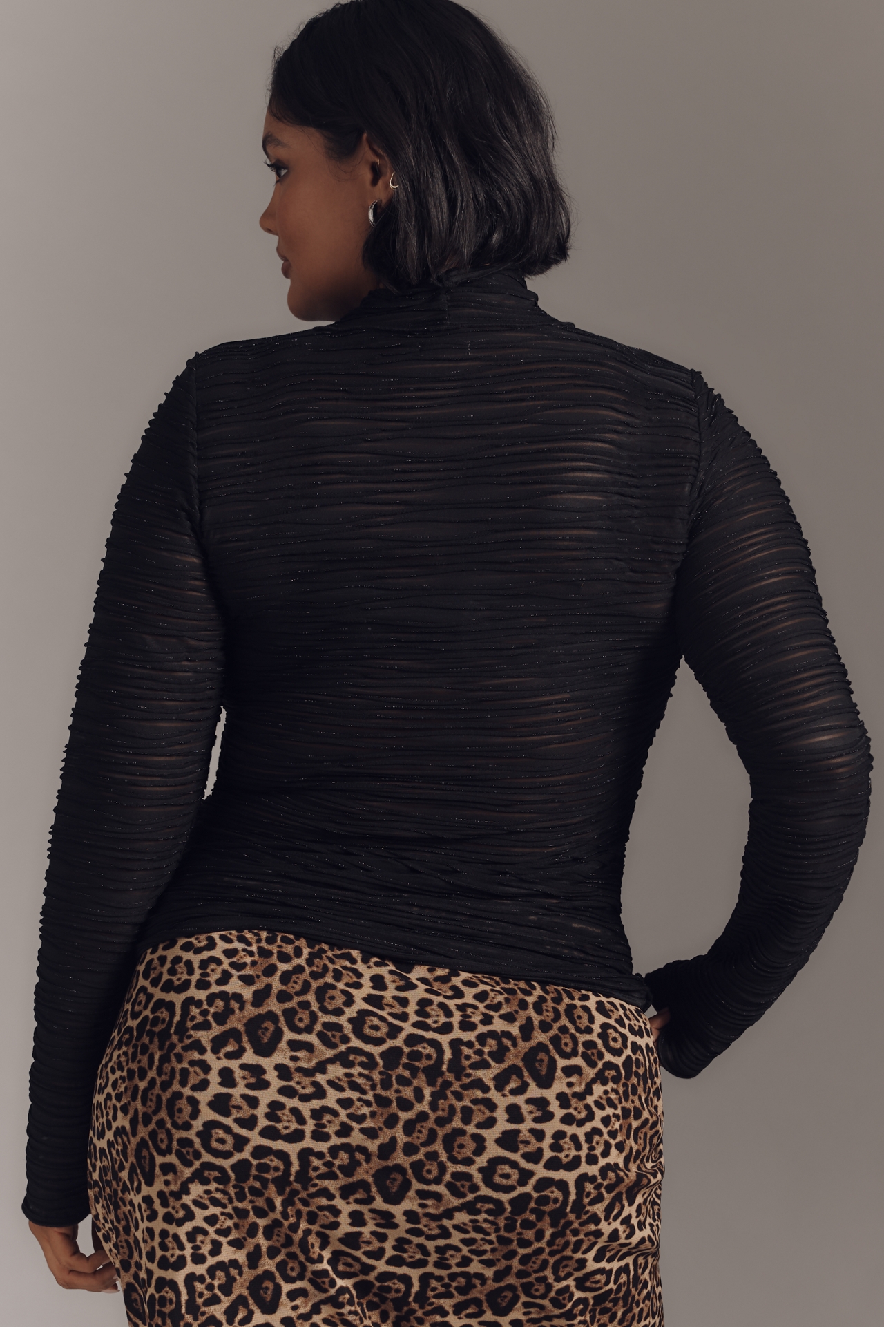 Pilcro Metallic Textured Turtleneck Top