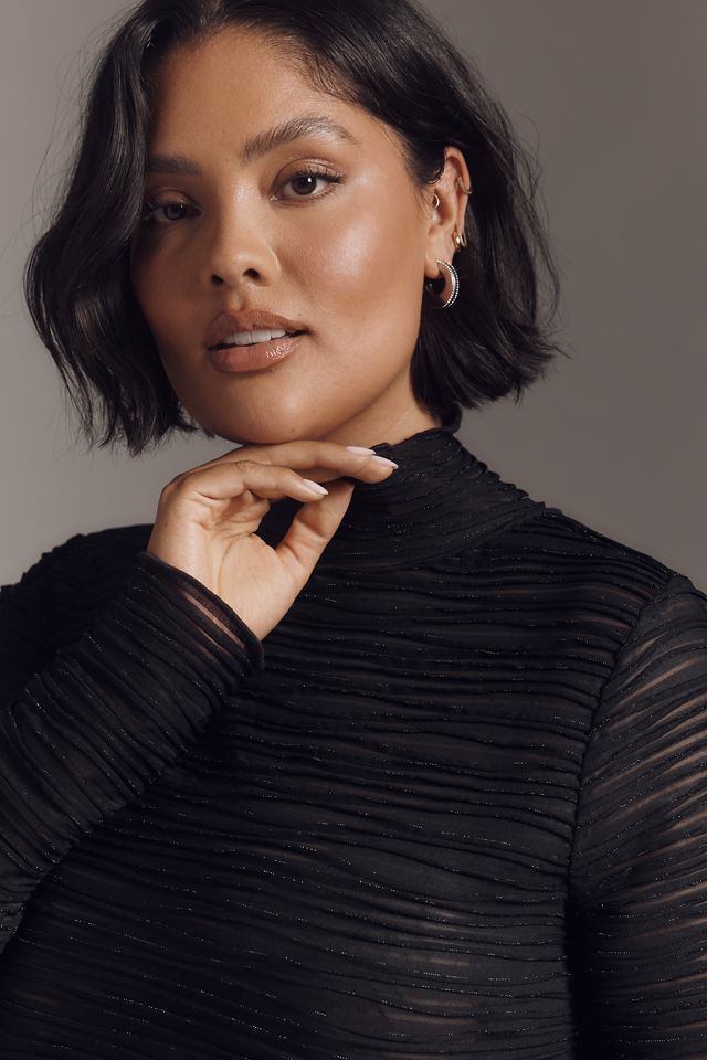 Pilcro Metallic Textured Turtleneck Top #7