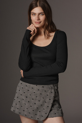 Maeve Long-Sleeve Scoop-Neck Ribbed Top