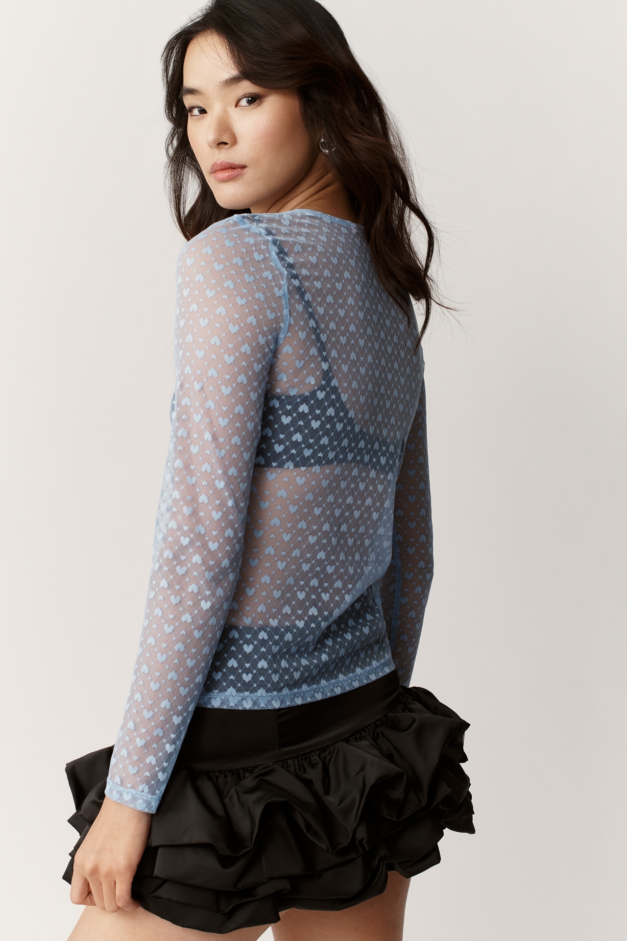 Maeve Sheer Heart Long-Sleeve Top
