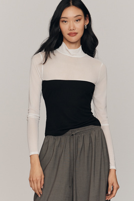 Maeve Long-Sleeve Mock-Neck Top