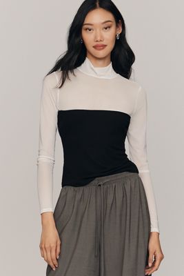 Maeve Cold-Shoulder Long-Sleeve Mock-Neck Top