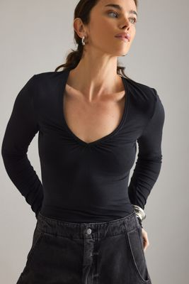 Maeve Long-Sleeve Ruched Front Top