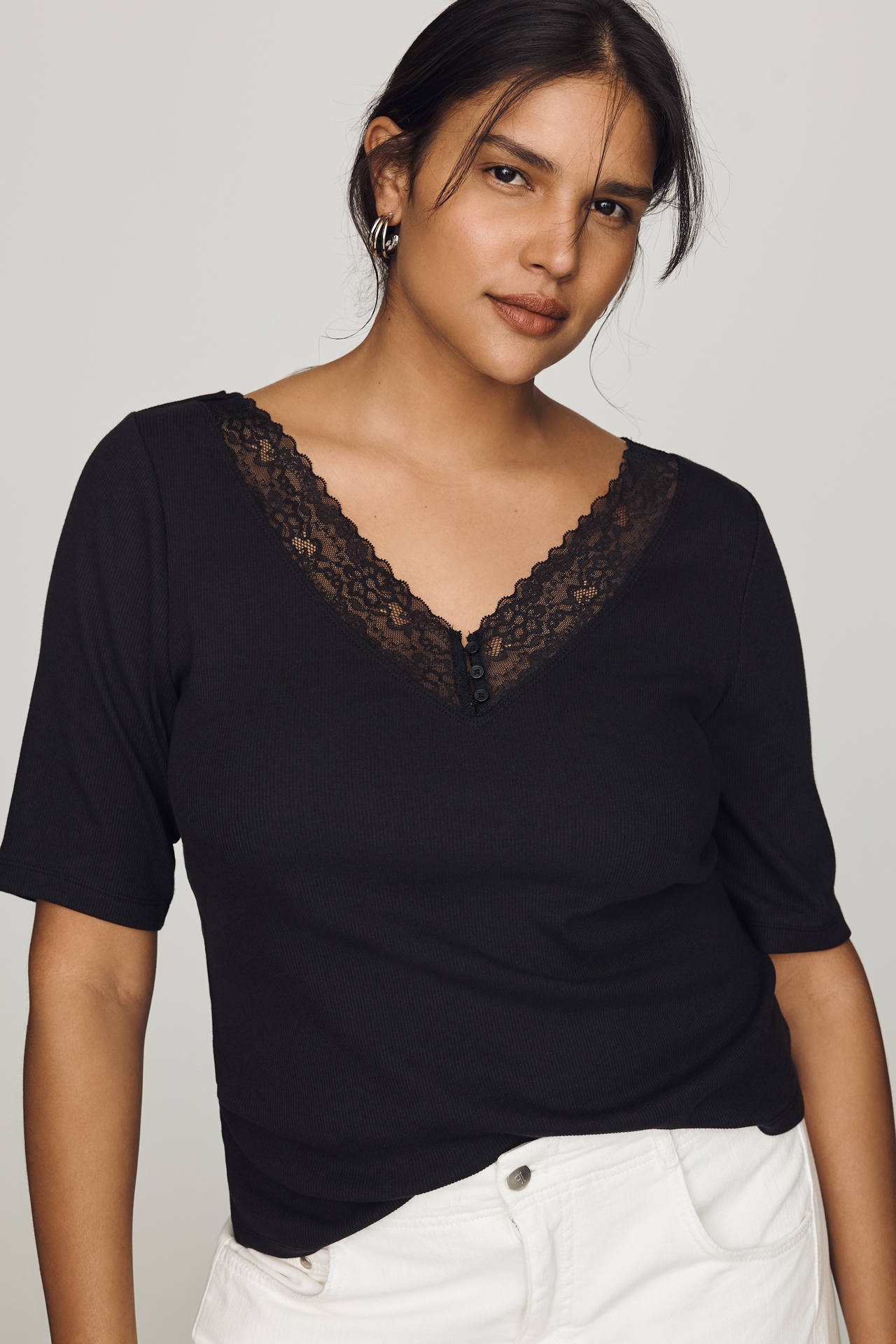 Maeve V-Neck Henley T-Shirt
