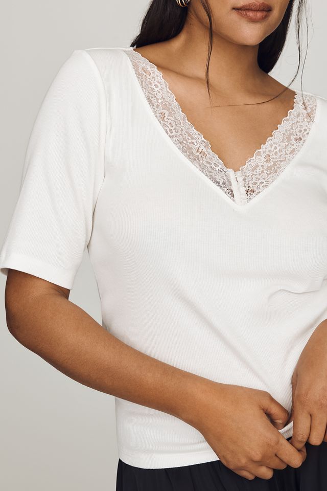 Maeve V-Neck Henley T-Shirt #6