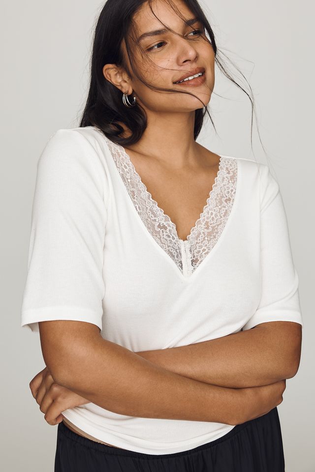 Maeve V-Neck Henley T-Shirt #4