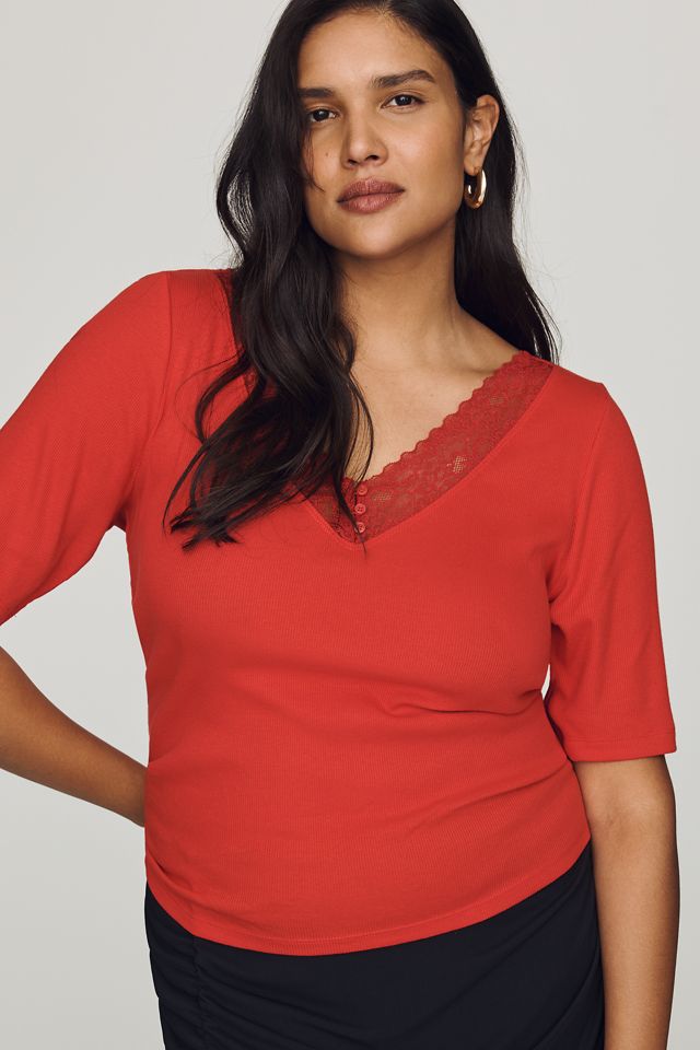 T-Shirt Henley con Scollo a V Maeve #3