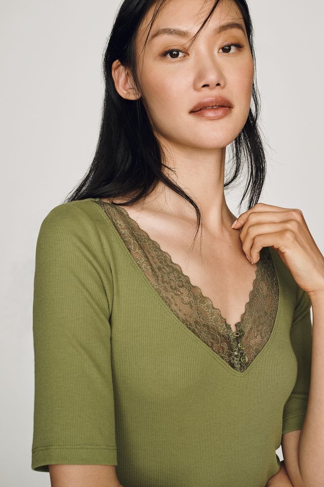 Maeve V-Neck Henley T-Shirt #3